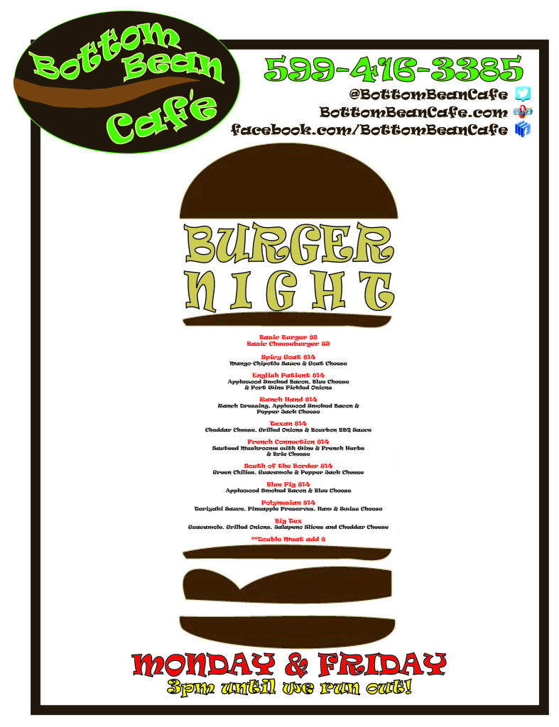 Burger Night MONDAY FRIDAY FLYER